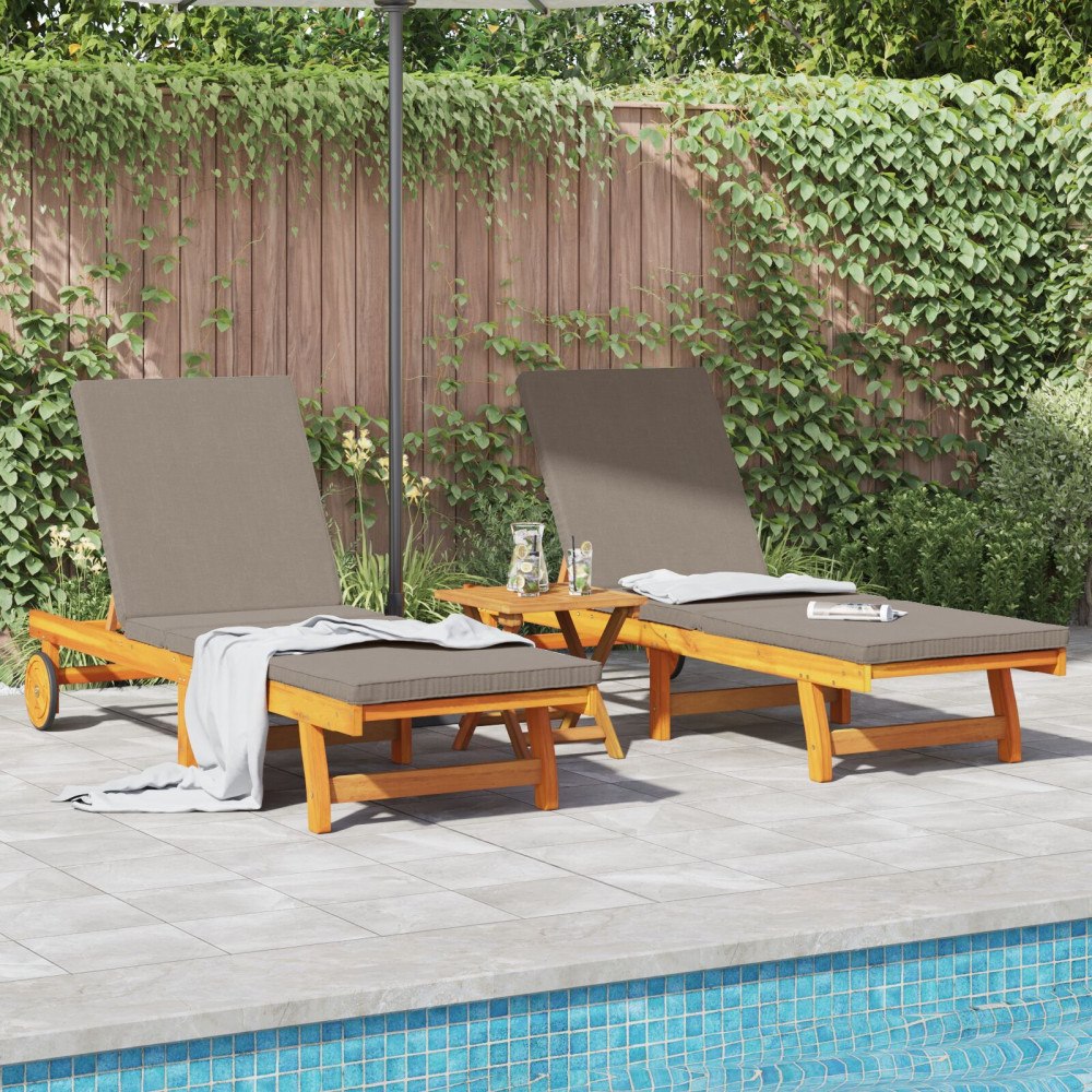 vidaXL Solstol Reclining 3 pcs Brun 40 x 40 x 40cm Massivt akaciaträ