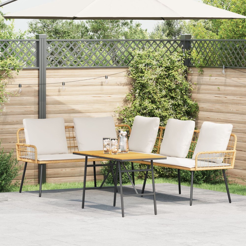 vidaXL Trädgårdsoffset 2 st Beige konstrotting