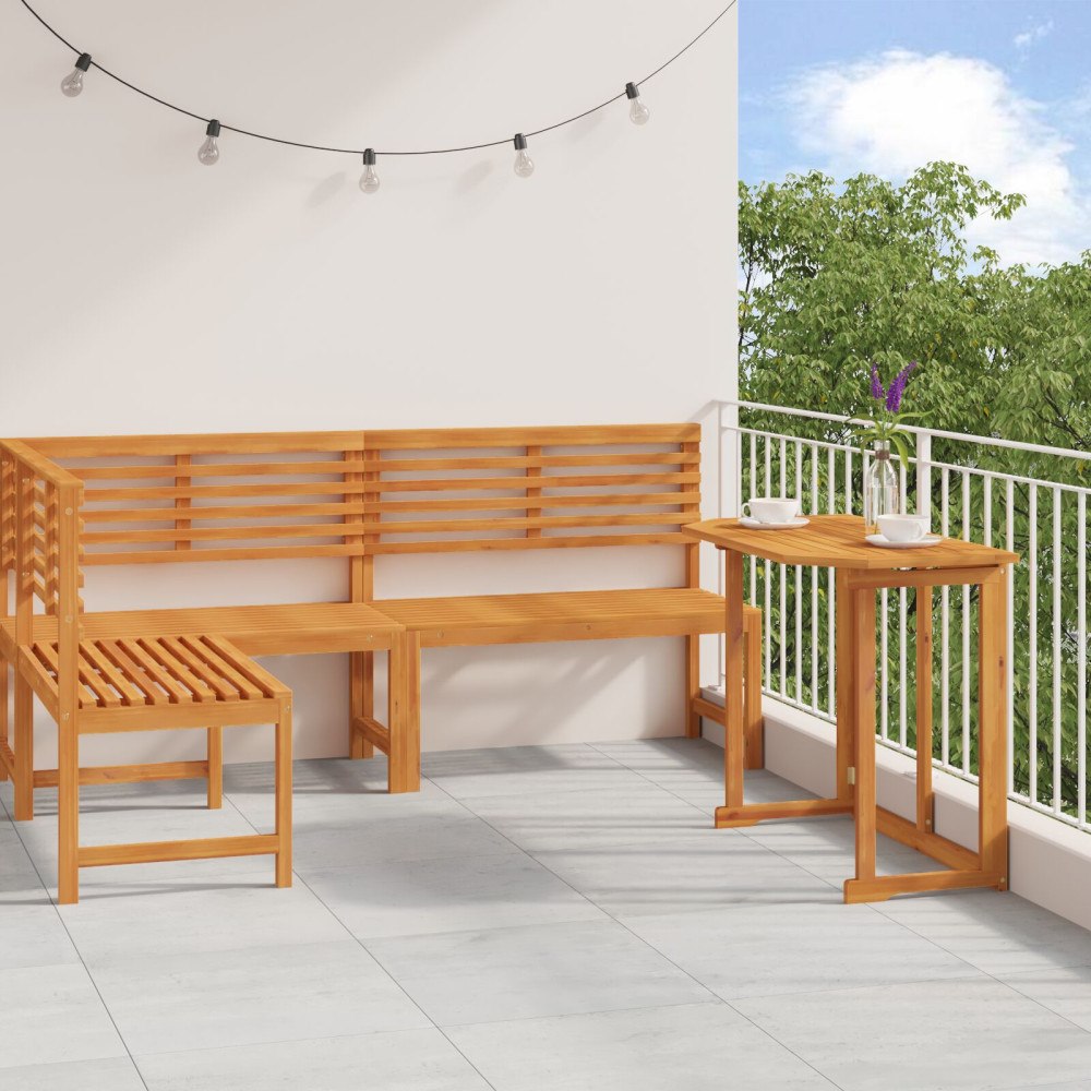 vidaXL 3 Delars Trädgårdsbistro Set i Massivt Akaciaträ
