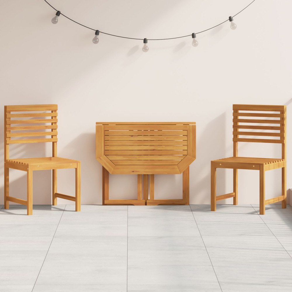 vidaXL 3-delars trädgårdsbistro-set i massivt akaciaträ