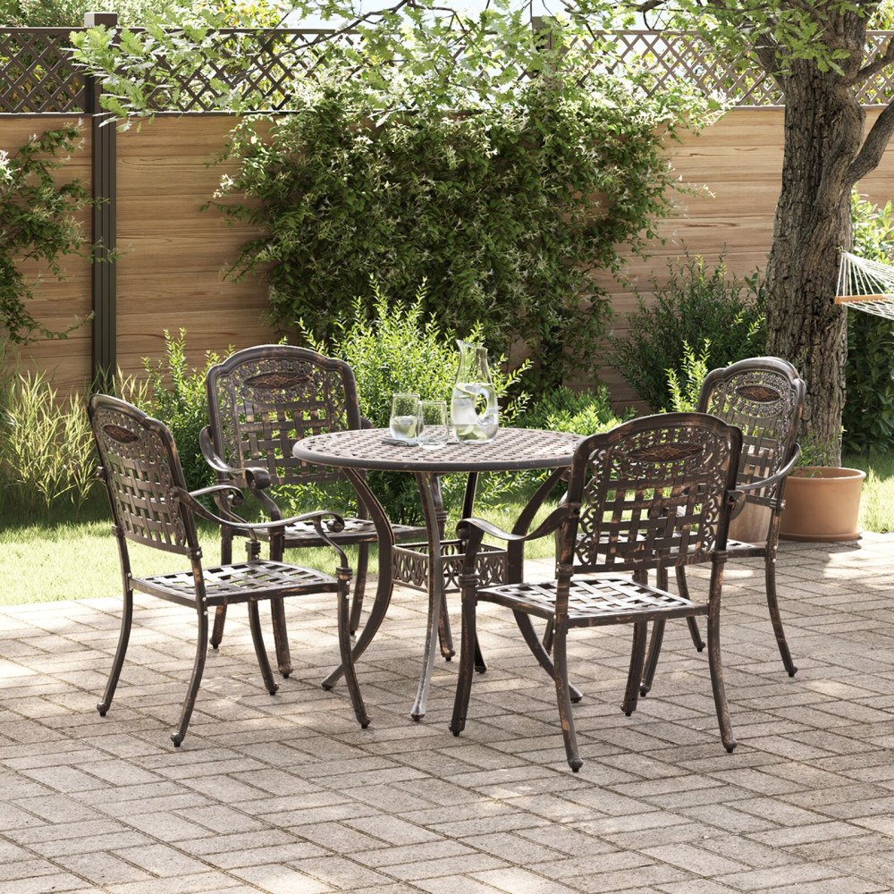 vidaXL Trädgårdsmöbelset 5 pcs Brons 90 x 90 x 75 cm Gjutet Aluminium