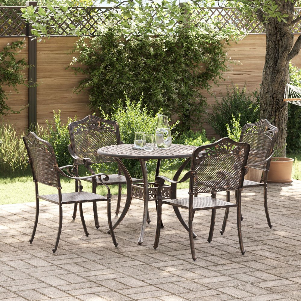 vidaXL Trädgårdsmöbelset 5 pcs Brons 90 x 90 x 75 cm Gjutet Aluminium