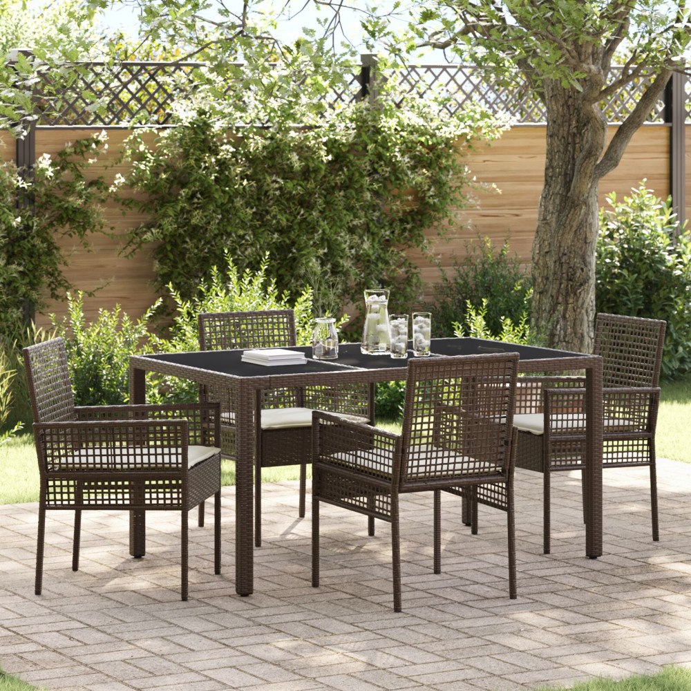 vidaXL Trädgårdsmöbelset 5 pcs Brun Poly rattan