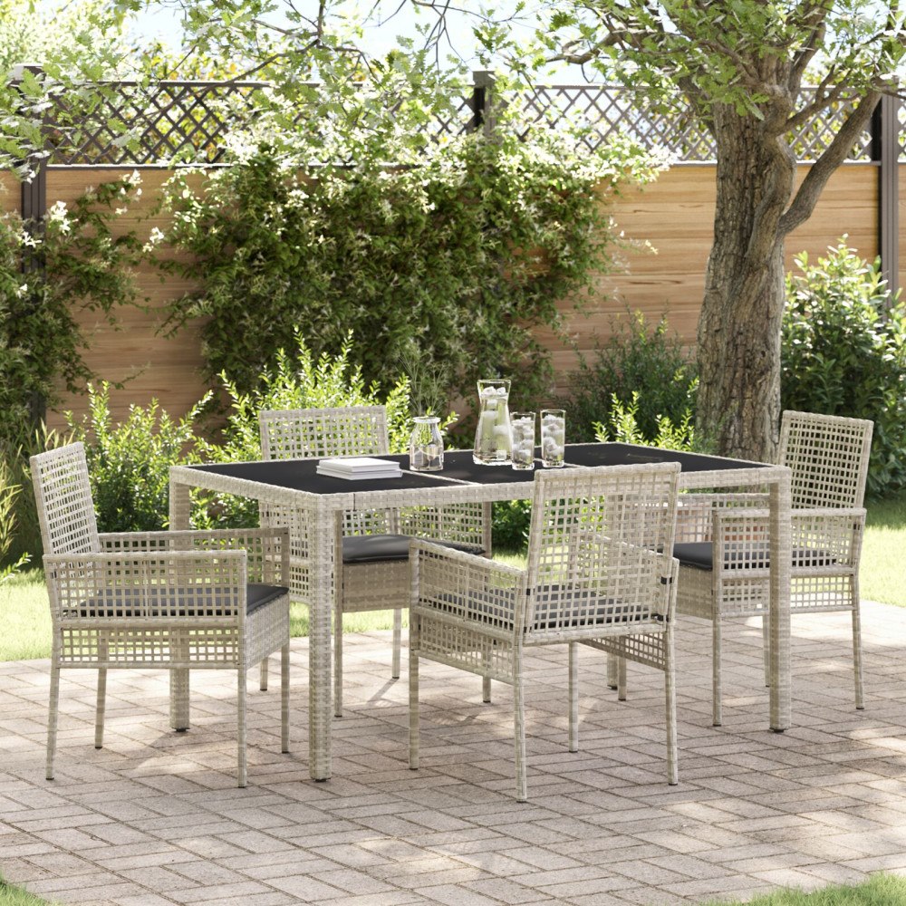 vidaXL Trädgårdsmöbelset 5 pcs Ljusgrå Poly rattan