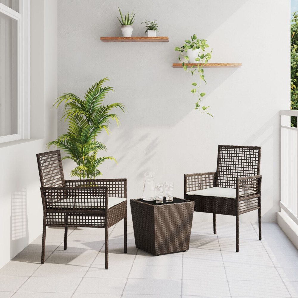 vidaXL Trädgårds Bistro Set 3 pcs Brun konstrotting