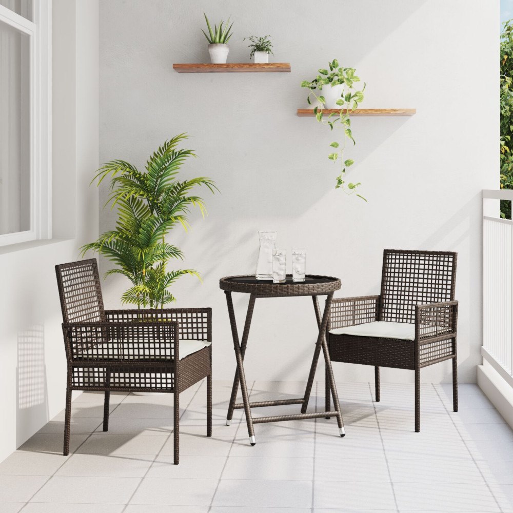 vidaXL Trädgårds Bistro Set 3 pcs Brun konstrotting