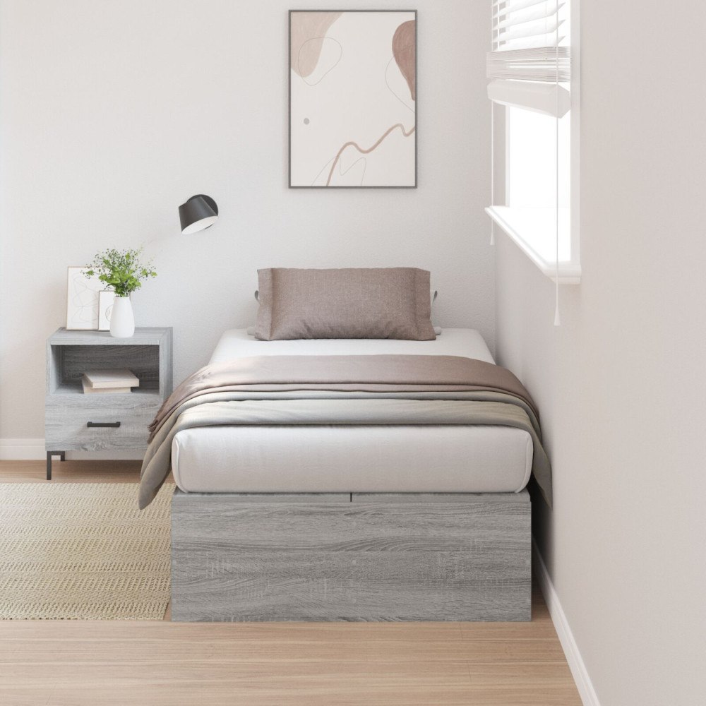 vidaXL Förvaringssängram Grå Sonoma 90 x 200 cm Konstruerat trä