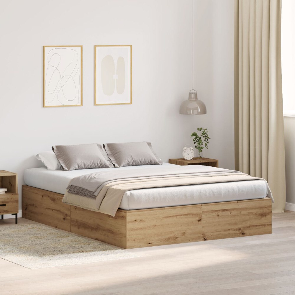 vidaXL Förvaringssängram Artisan Ek 150 x 200 cm Konstruerat trä