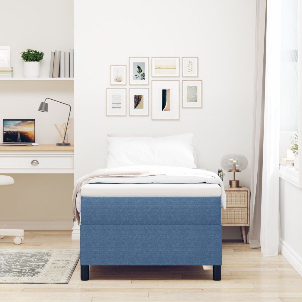 vidaXL Plattform sängram Blå 90 x 200 cm Kordread tyg