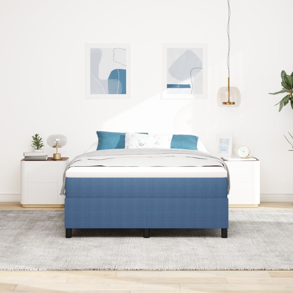 vidaXL Plattform sängram Blå 140 x 190 cm Kordread tyg
