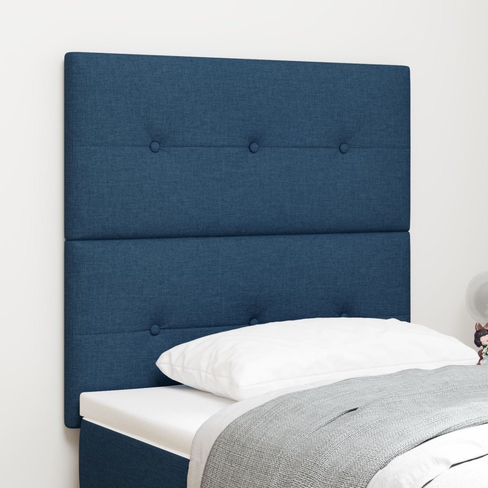 vidaXL Sänggavel med knappar blå 80 cm tyg