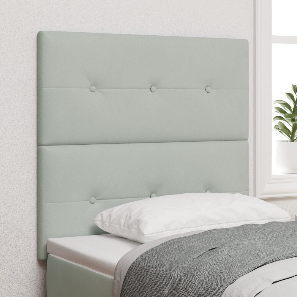 vidaXL Sänggavel Med Knappar Klädd Ljusgrå 80 cm Sammet