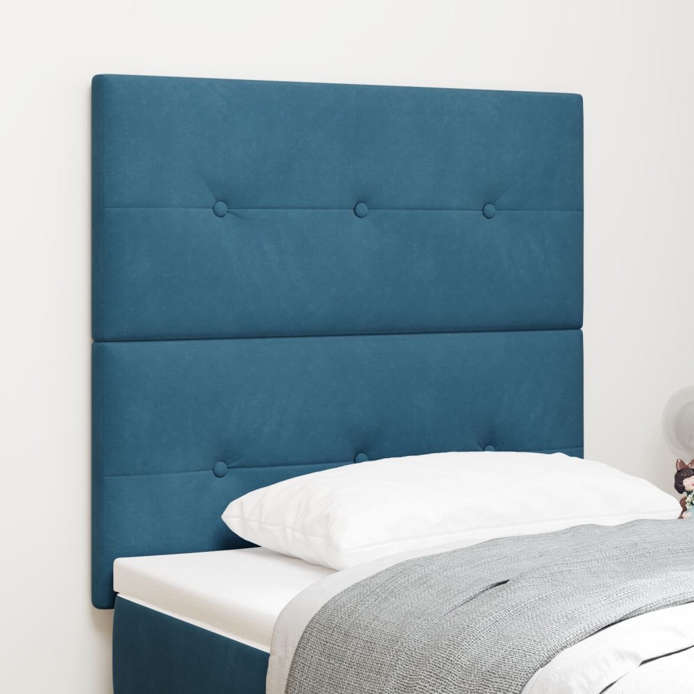 vidaXL Sänggavel med knappar mörkblå 90 cm sammet
