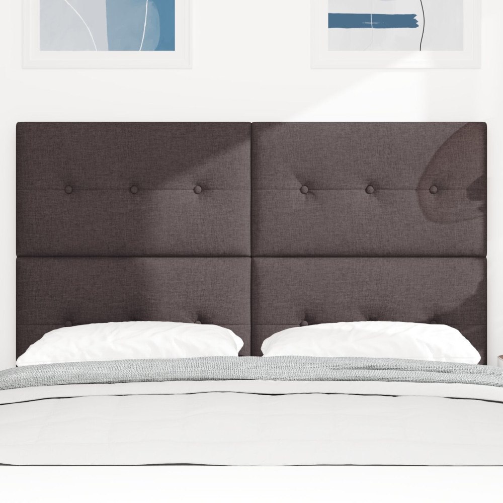 vidaXL Sänggavel med knappar mörkbrun 140 cm tyg