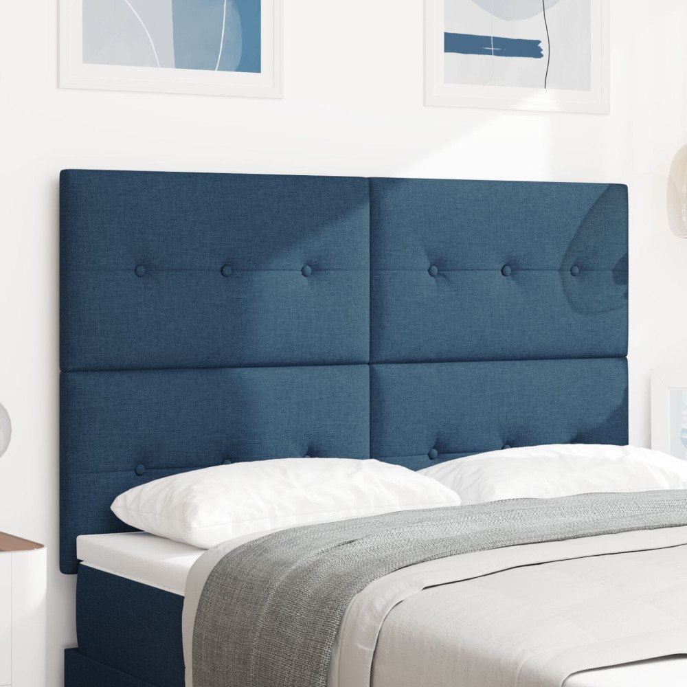 vidaXL Sänggavel med knappar blå 140 cm tyg