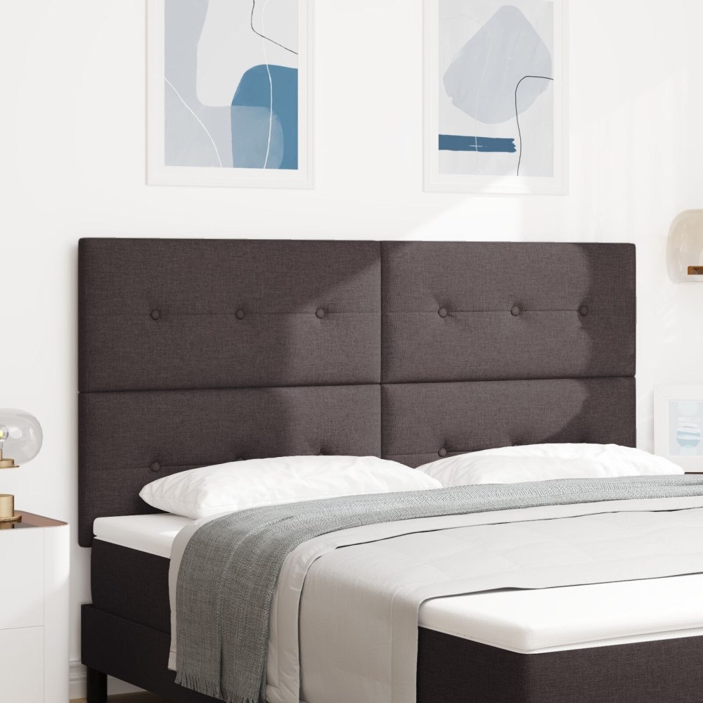 vidaXL Sänggavel med knappar mörkbrun 180 cm tyg