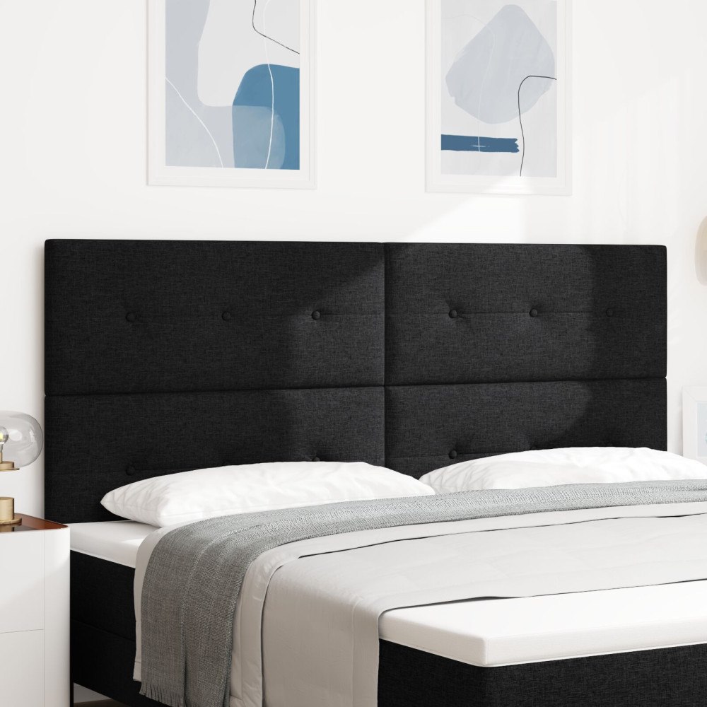 vidaXL Sänggavel med knappar svart 200 cm tyg