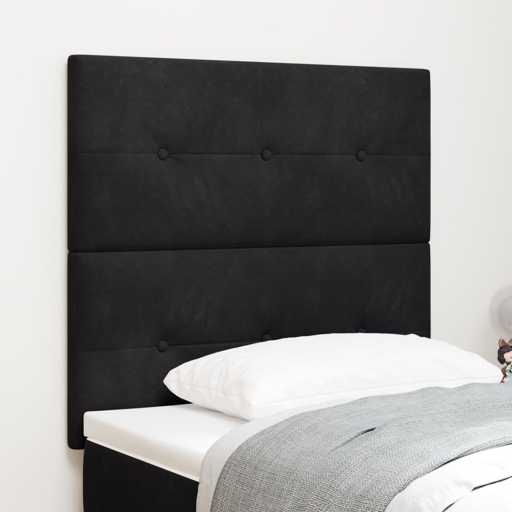 vidaXL LED Sänggavel Svart 80 cm Sammet