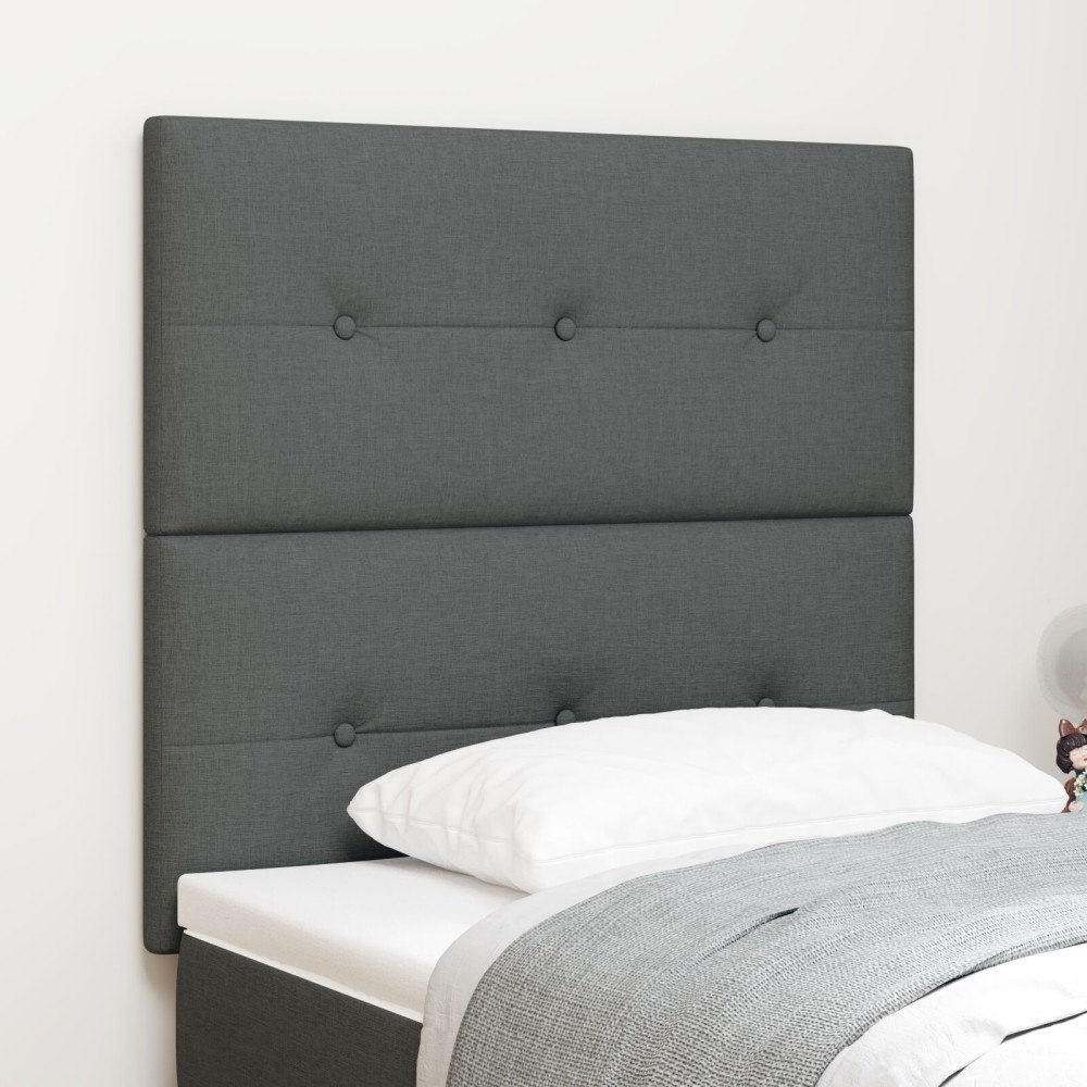 vidaXL Mörkgrå LED Sänggavel 90 cm Tyg