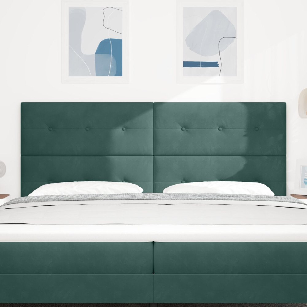 vidaXL LED Huvudgavel Mörkgrön 100 cm Sammet