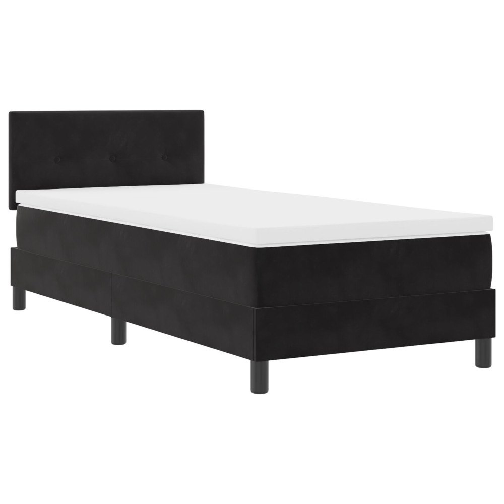 vidaXL Bäddfjäder med huvudgavel Svart 100 x 200 cm Sammet