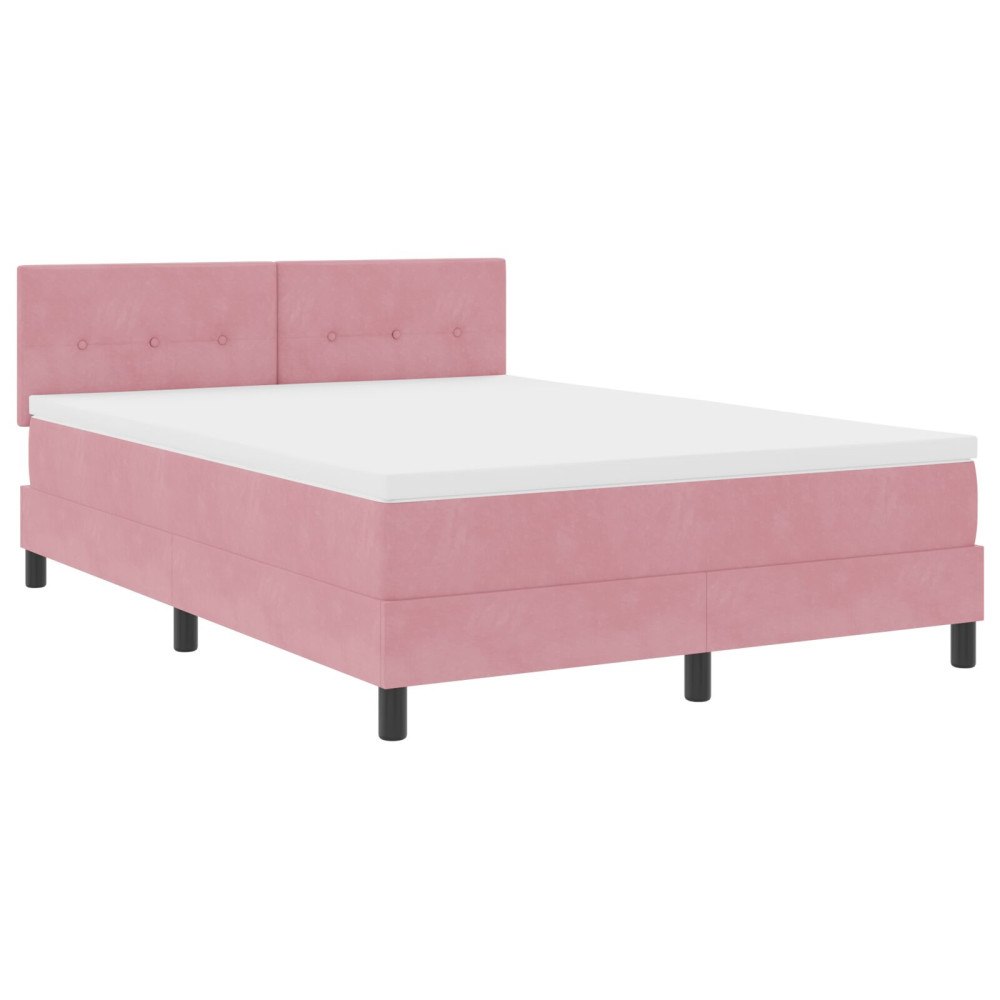 vidaXL Bäddfjäder med huvudgavel Rosa 140 x 200 cm Sammet