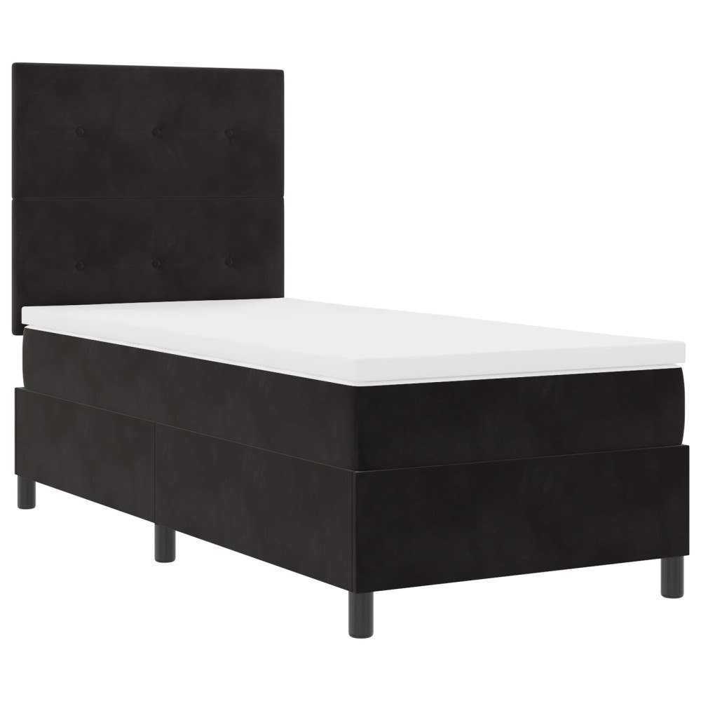 vidaXL Bäddfjäder med huvudgavel Svart 90 x 200 cm Sammet