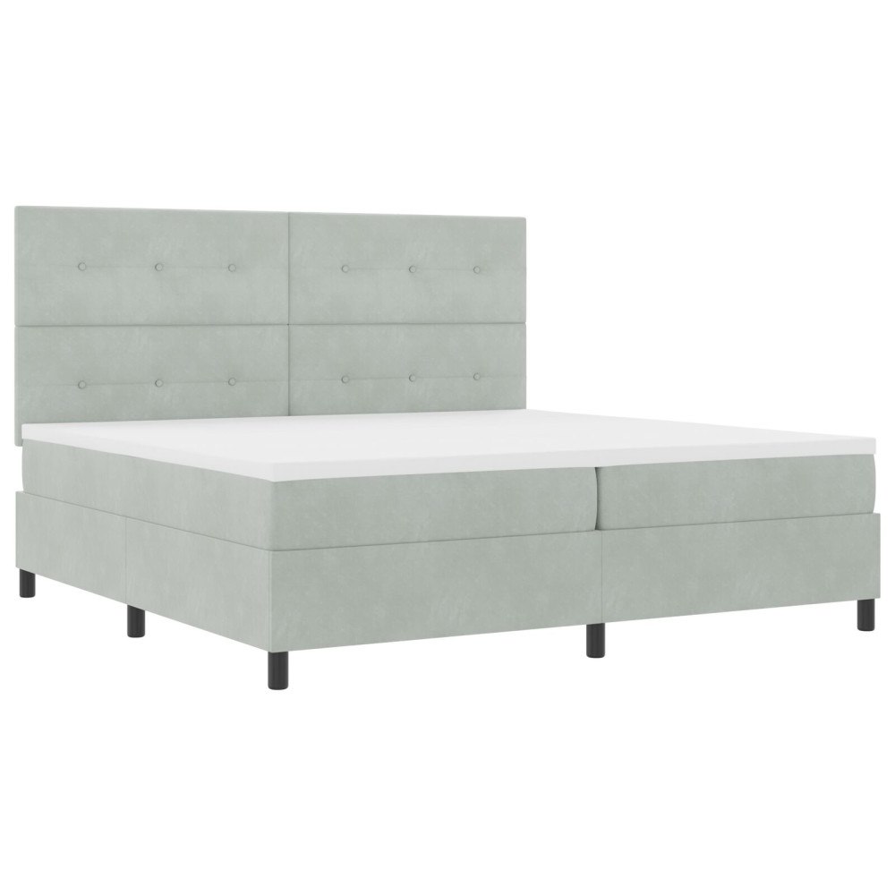 vidaXL Bäddfjäder med huvudgavel Ljusgrå 200 x 200 cm Sammet