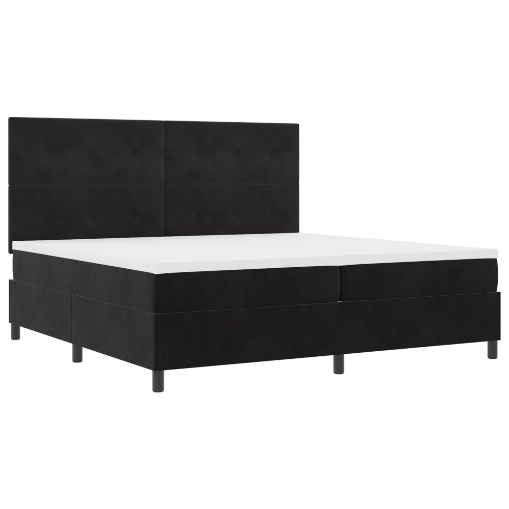 vidaXL Bäddfjäder med huvudgavel Svart 200 x 200 cm Sammet