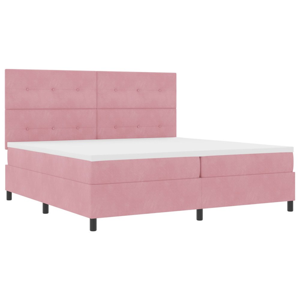 vidaXL Sängbotten med Madras Rosa 200x200 cm Sammet
