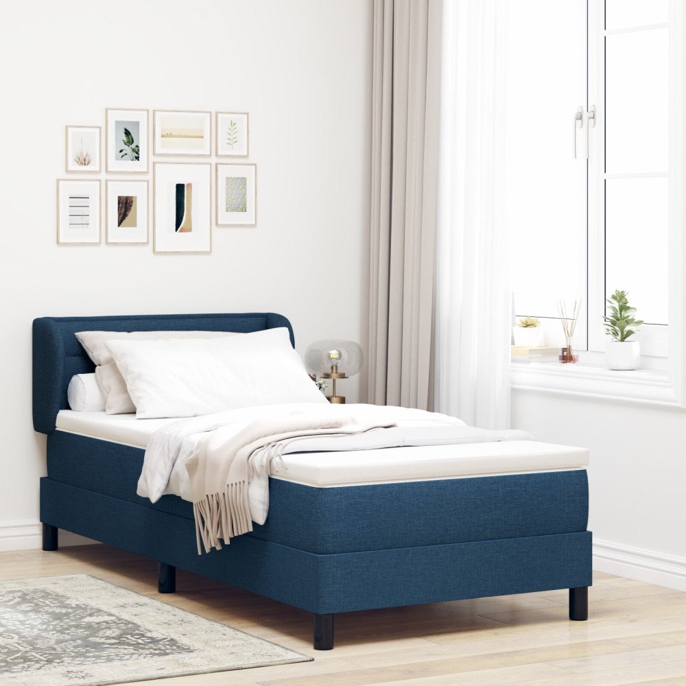 vidaXL Sängbotten med Mattress Blå 90x200 cm Tyg