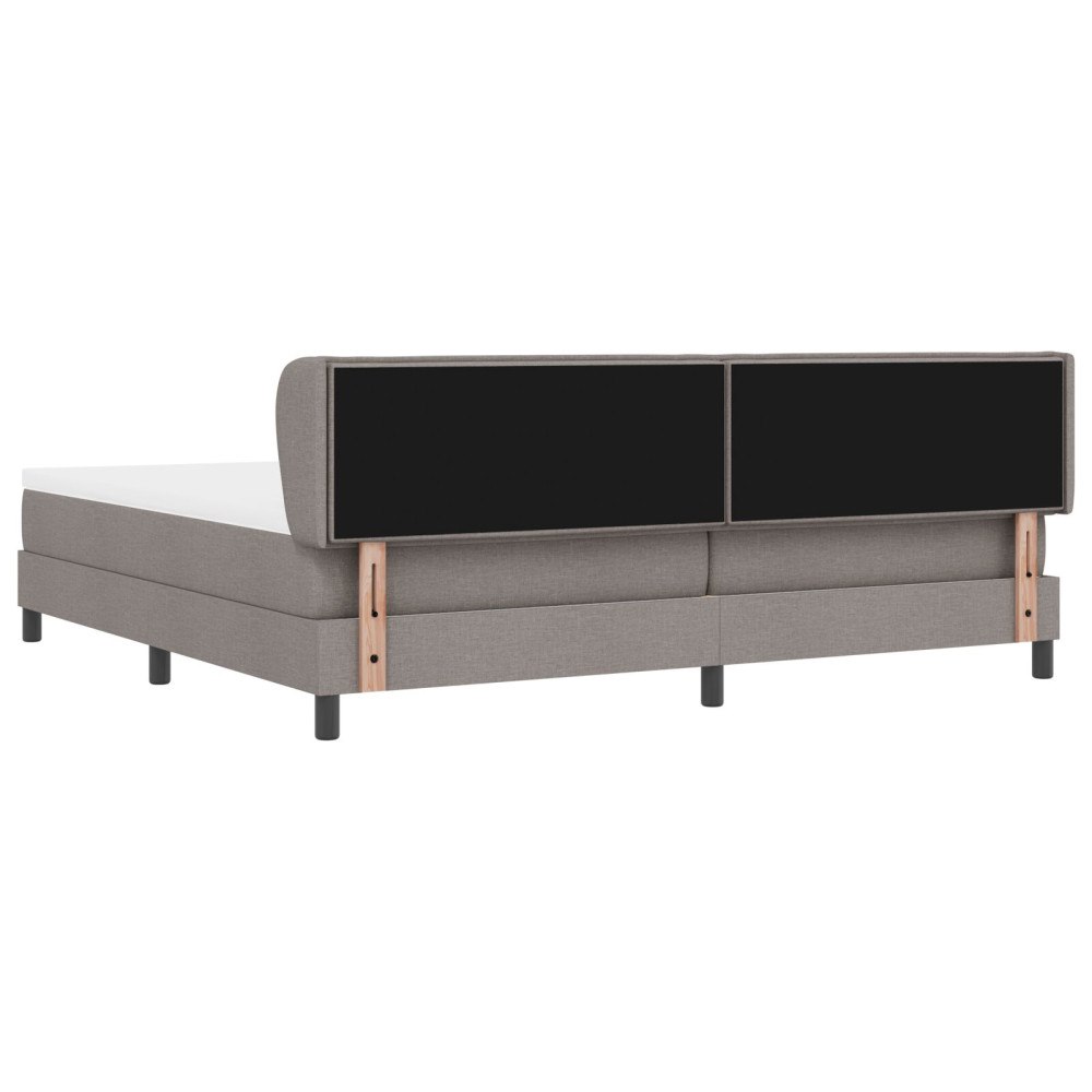 vidaXL Bäddfjäder med madrass med huvudgavel Taupe 200 x 200 cm tyg