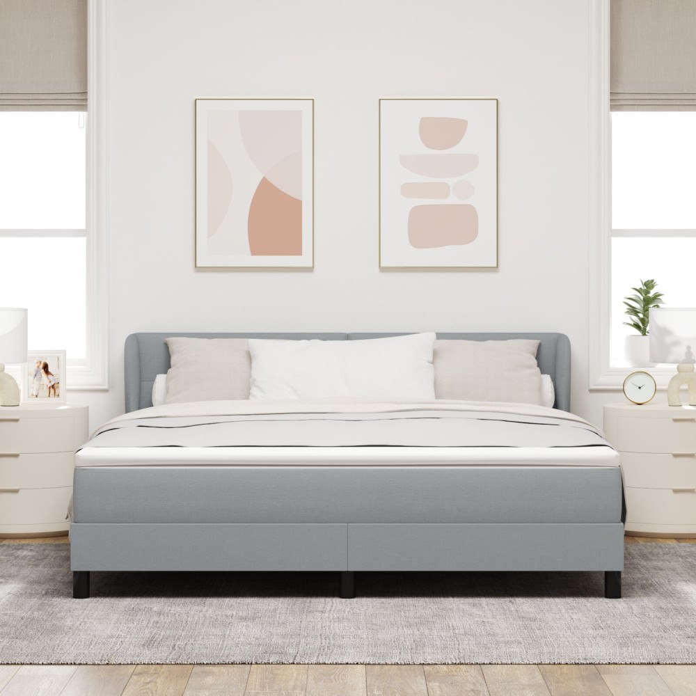 vidaXL Box Spring Säng med Madrass Ljusgrå 180x200 cm Tyg
