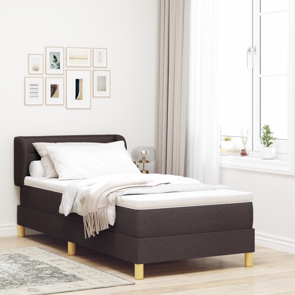 vidaXL Sängbotten med Mattress Mörkbrun 100x200 cm Tyg
