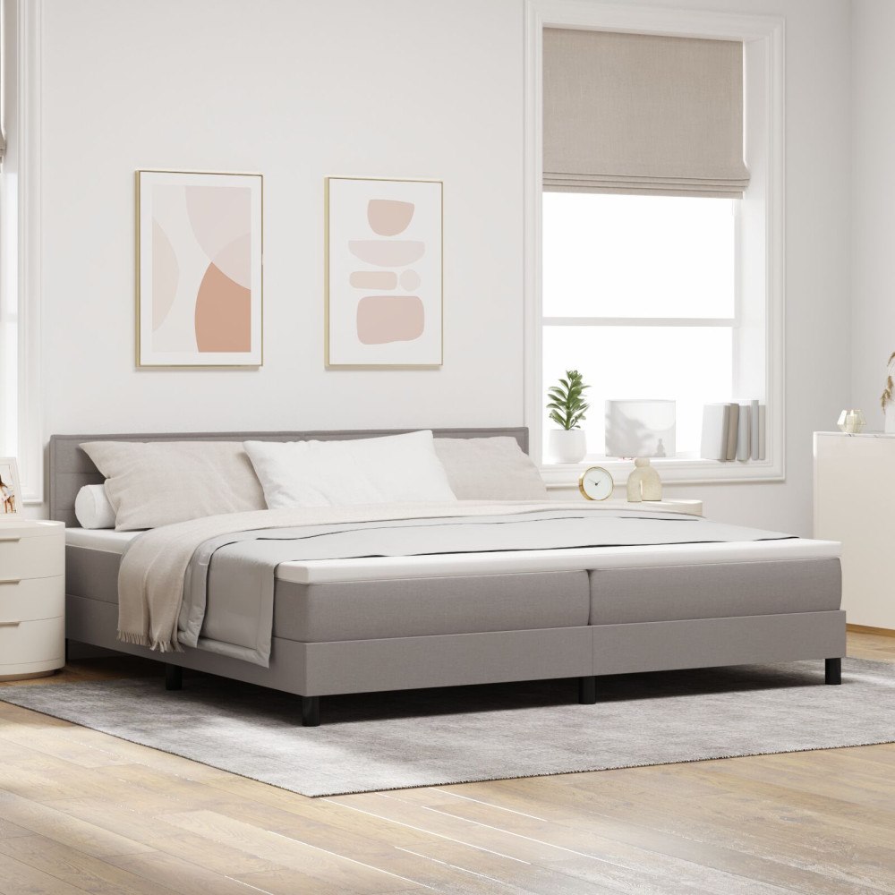 vidaXL Bäddfjäder med madrass med led Taupe 200 x 200 cm tyg