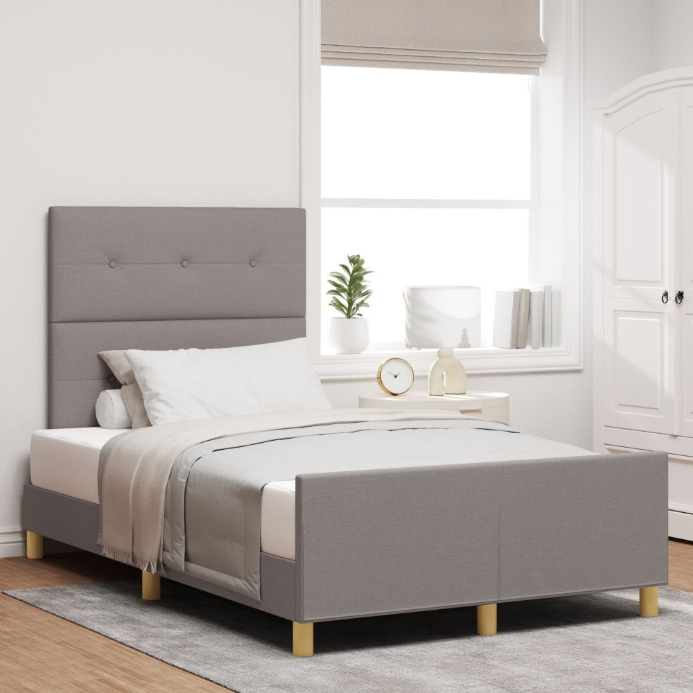 vidaXL Sängram med huvudgavel Taupe 120 x 200 cm tyg