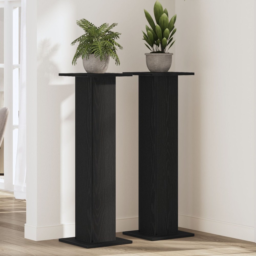 vidaXL Växtstånd 2 st Svart Ek 30x30x95 cm Konstruerat trä