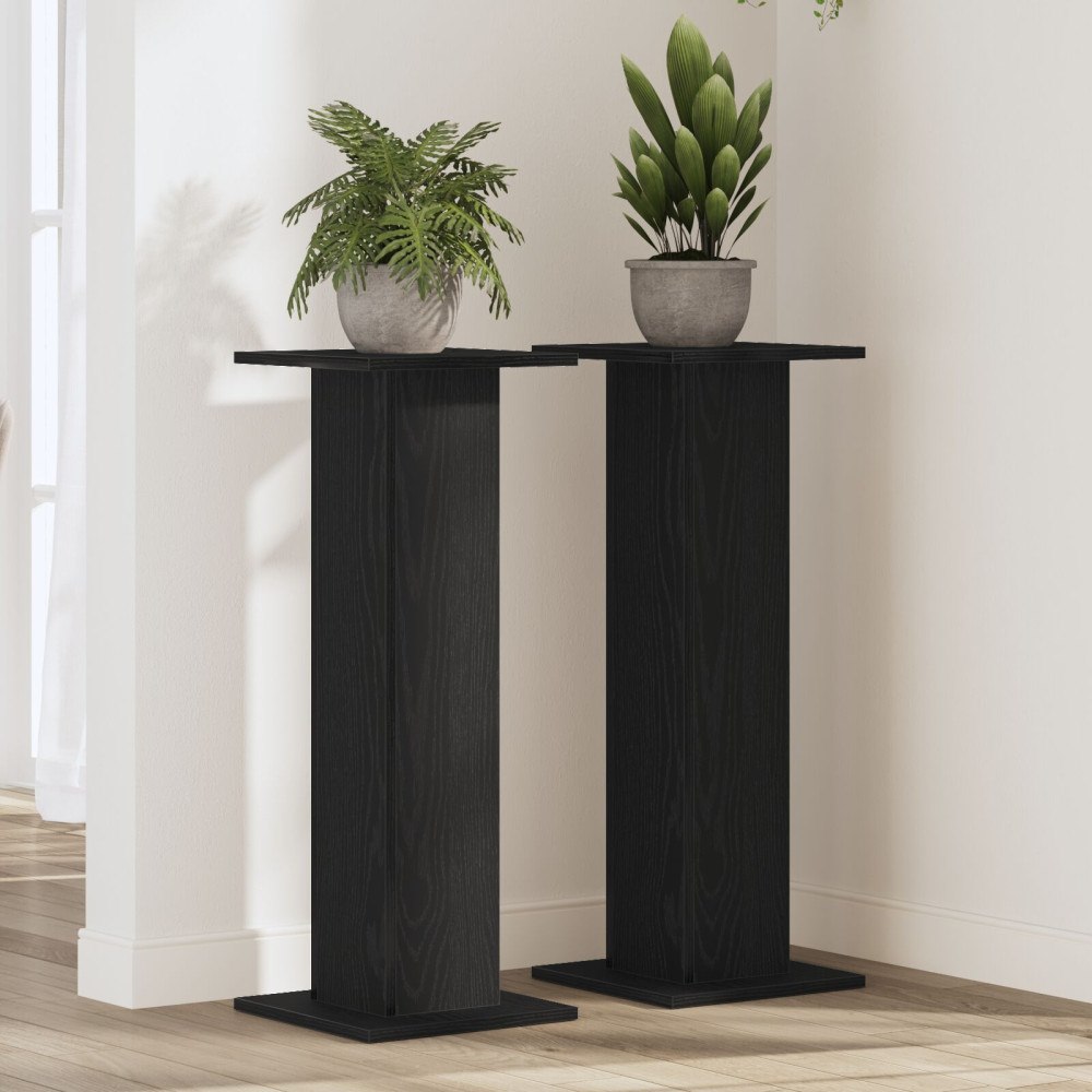vidaXL Växtställ 2 st Svart Ek 30x30x80 cm Konstruerat trä