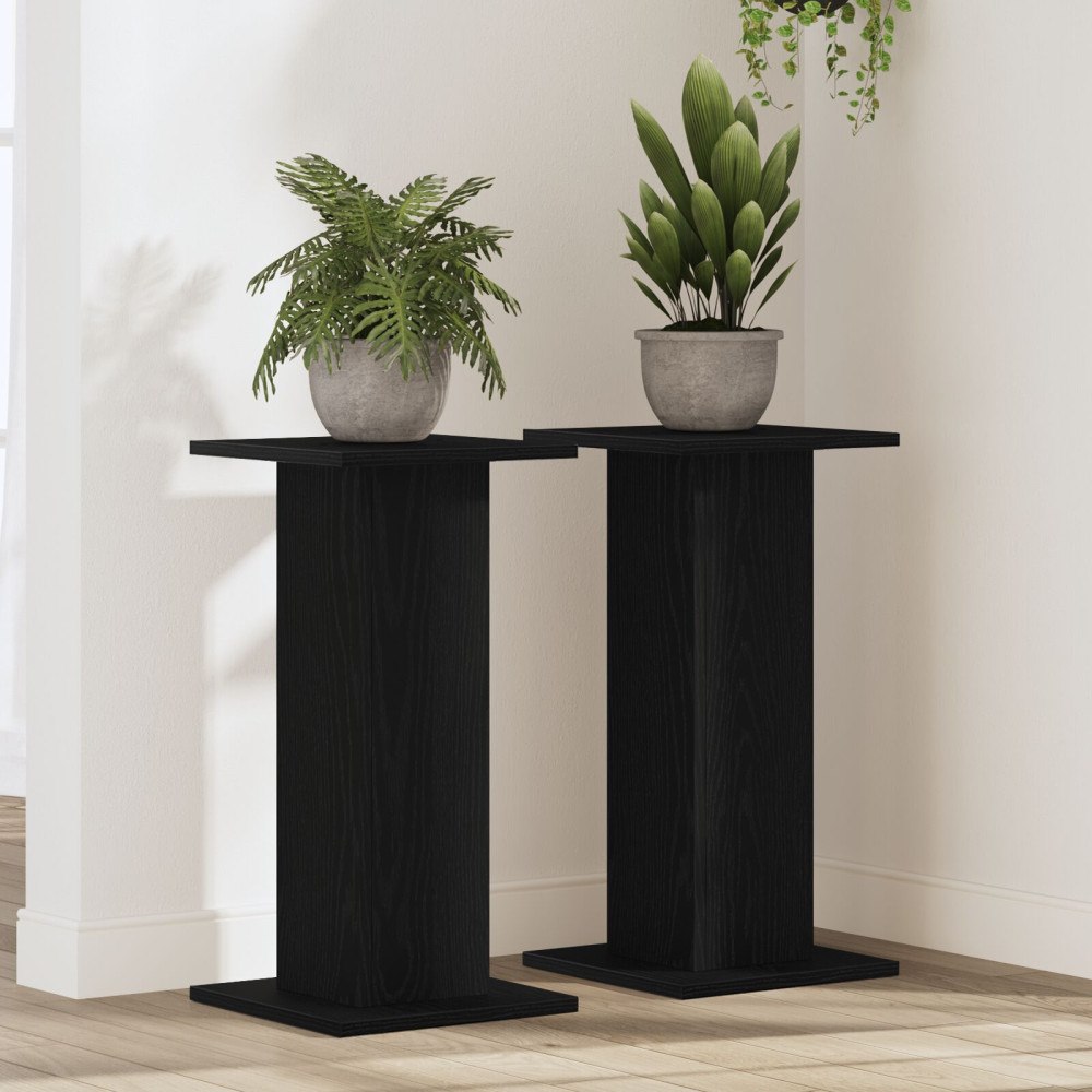 vidaXL Högtalarstativ 2 st Svart Ek 30x30x60 cm Konstruerat Trä