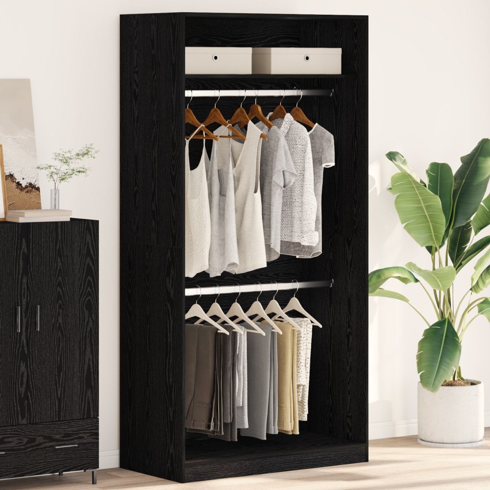 vidaXL Svart Ek Garderob - 100x50x200 cm