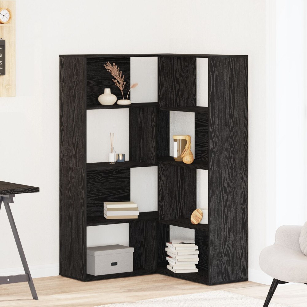 vidaXL Hörnskåp Svart Ek 140x30x140 cm Konstruerat trä
