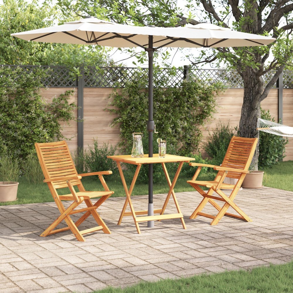 vidaXL 3-delat hopfällbart bistro-set i massivt akaciaträ