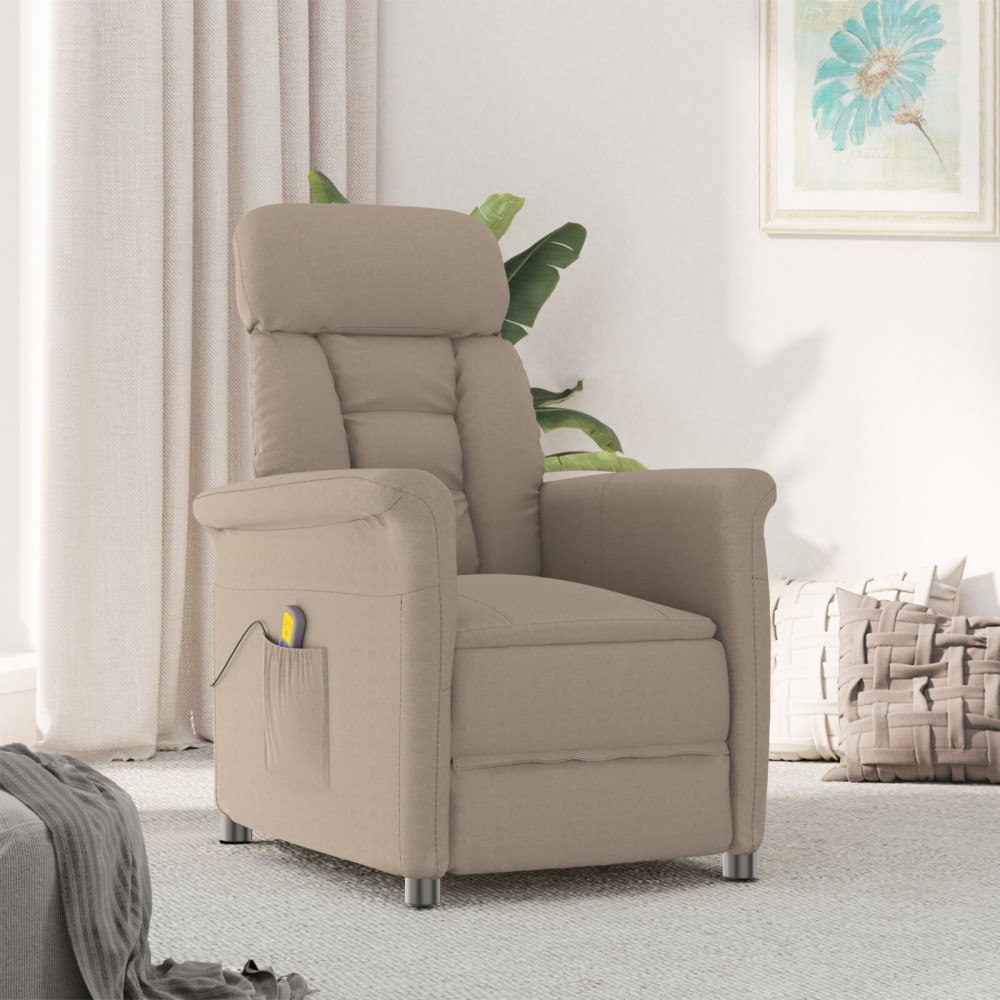 vidaXL Massagefåtölj Taupe Mikrofiber