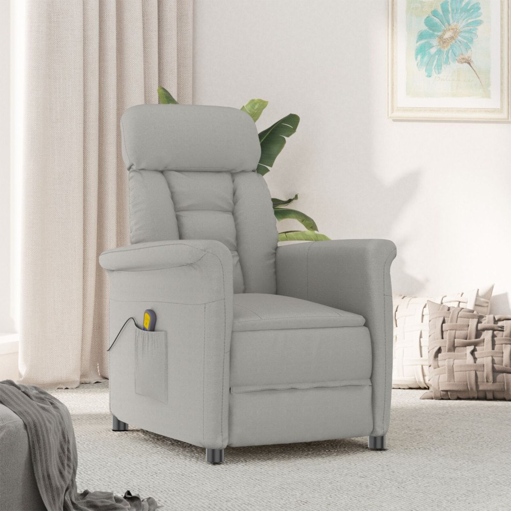 vidaXL Massagefåtölj ljusgrå mikrofiber