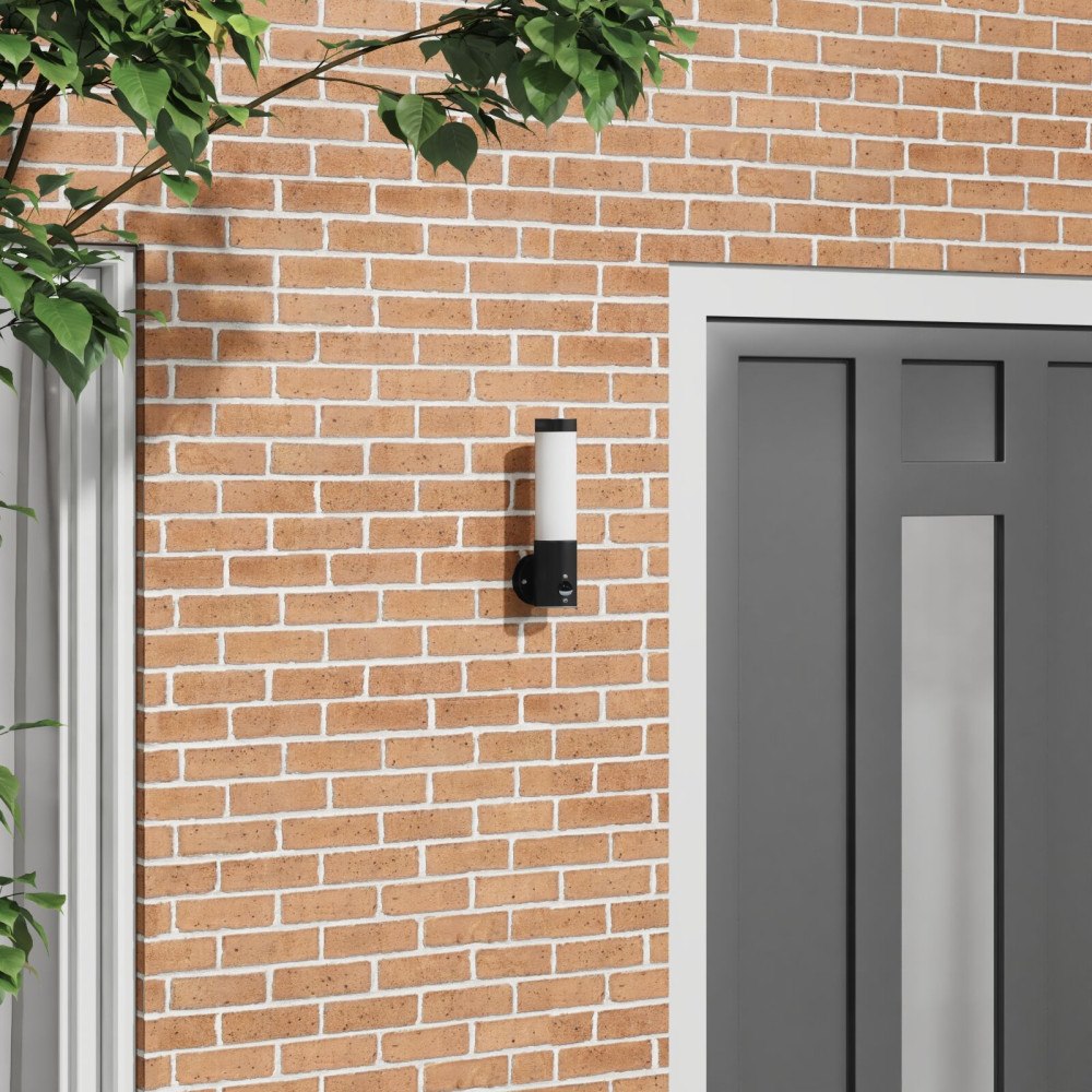 vidaXL Utomhusvägglampa med sensor Svart Rostfritt Stål IP44