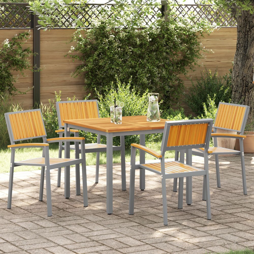vidaXL Trädgård Stol 4 pcs Brun 56 x 57 x 87 cm Massivt akaciaträ