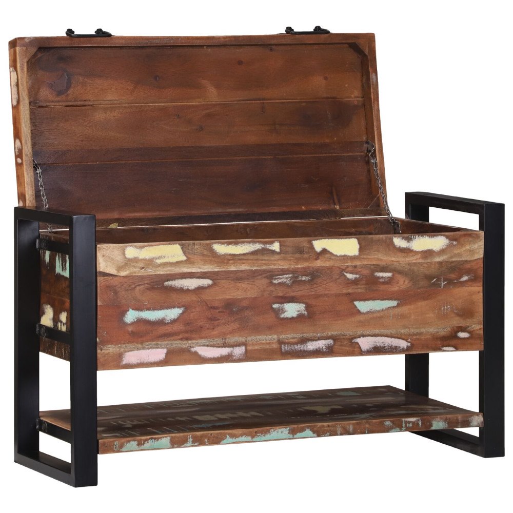 vidaXL Förvaringslåda Mångfärgad 80x35x45 cm Massivt Återvunnet Trä