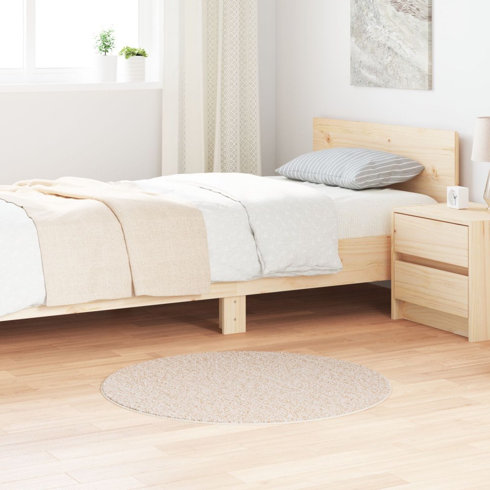 vidaXL Shaggy Mat med Latexbakside Grädde ø90 cm
