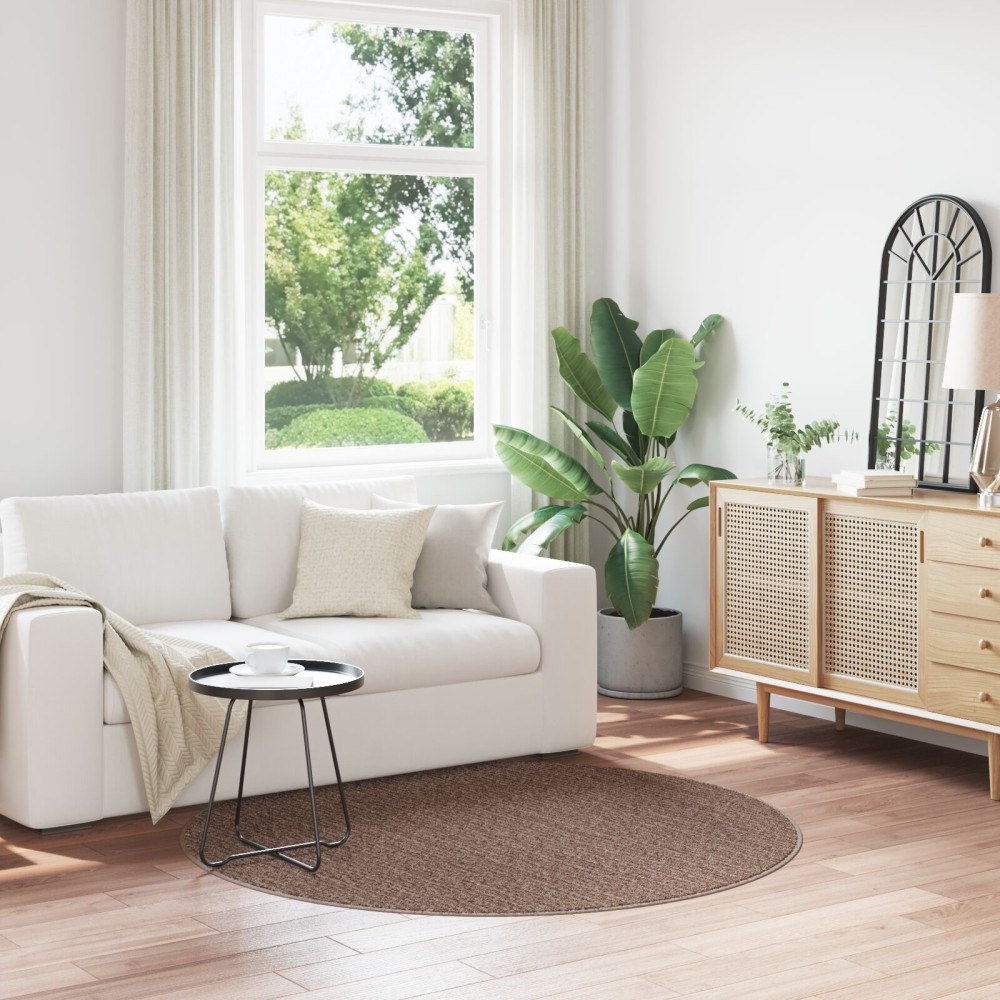 vidaXL Shaggy Mat med Latexbakside Brun ø160 cm