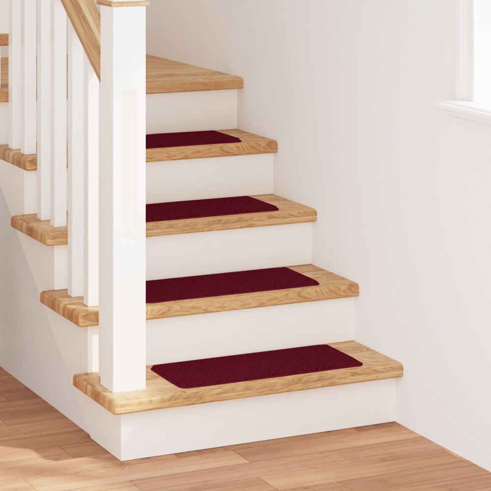 vidaXL Trapstegsmattor med Latex-baksidan Bordeaux 25x60 cm